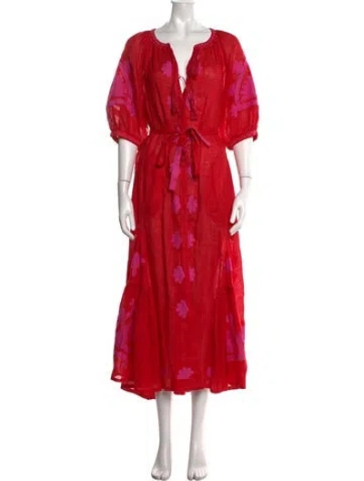 Pre-owned Vita Kin Linen Long Dress In Red