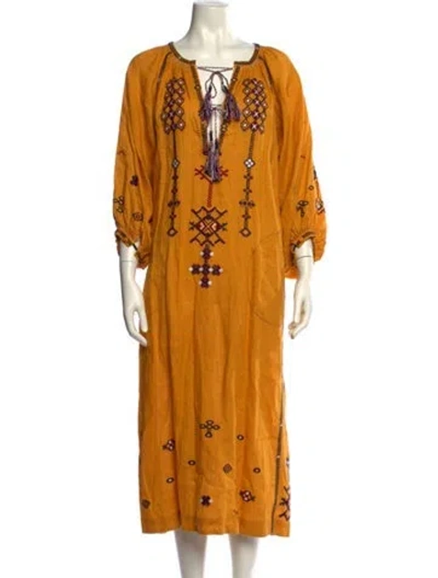 Pre-owned Vita Kin Linen Long Dress In Yellow