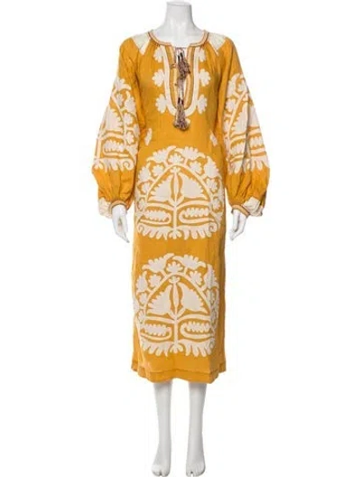 Pre-owned Vita Kin Linen Long Dress In Yellow