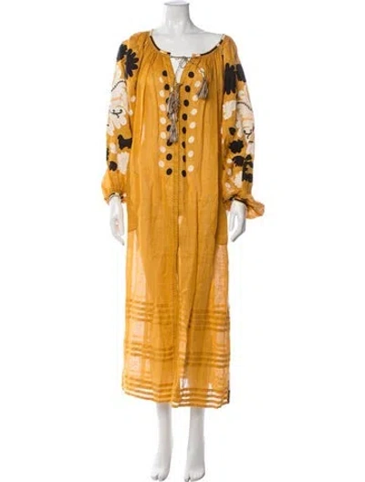 Pre-owned Vita Kin Linen Long Dress In Yellow
