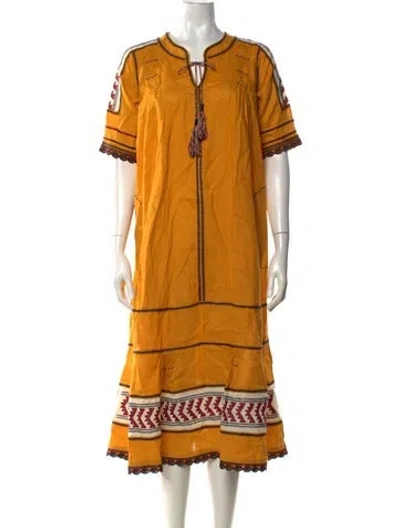 Pre-owned Vita Kin Linen Long Dress In Yellow