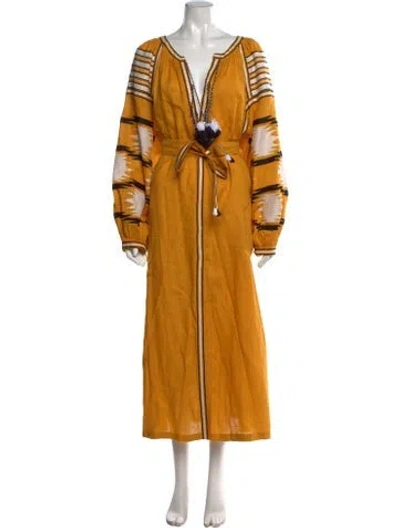 Pre-owned Vita Kin Linen Long Dress In Yellow