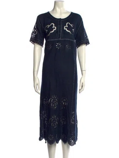 Pre-owned Vita Kin Linen Midi Length Dress In Blue