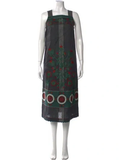 Pre-owned Vita Kin Linen Midi Length Dress In Green