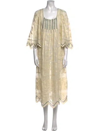 Pre-owned Vita Kin Linen Midi Length Dress In Neutral