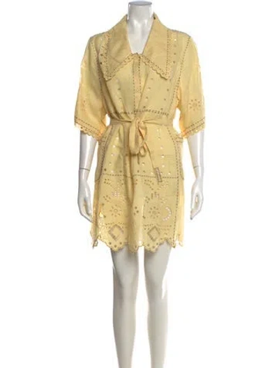Pre-owned Vita Kin Linen Mini Dress In Yellow