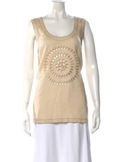 Pre-owned Vita Kin Linen Patterned Top In Neutral