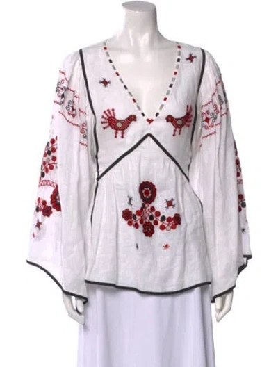 Pre-owned Vita Kin Linen Printed Blouse In Multi