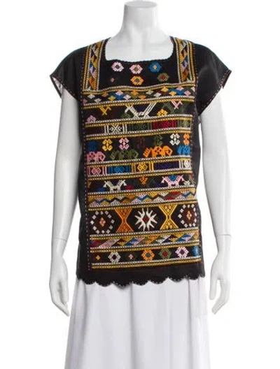 Pre-owned Vita Kin Linen Printed Blouse W/ Tags In Black