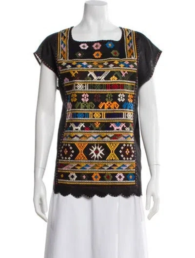 Pre-owned Vita Kin Linen Printed Blouse W/ Tags In Black