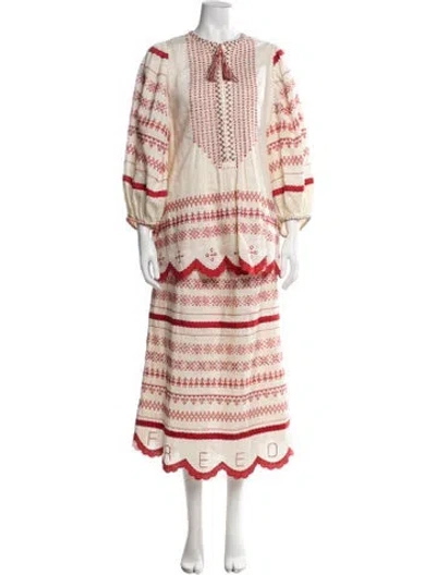 Pre-owned Vita Kin Linen Printed Skirt Set In Neutral