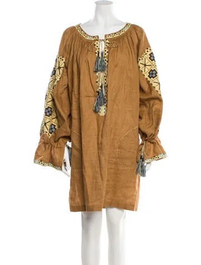 Pre-owned Vita Kin Linen Tassel Accents Nightgown In Brown