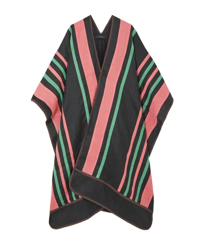 Vita Kin Ola Striped Linen Cape In Black
