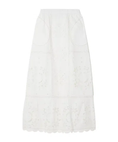 Vita Kin Olympia Tiered Scalloped Broderie Anglaise Cotton-poplin Maxi Skirt In White
