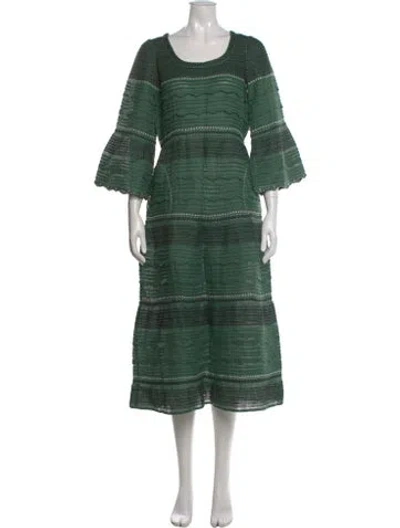 Pre-owned Vita Kin Patterned Midi Length Dress In Green