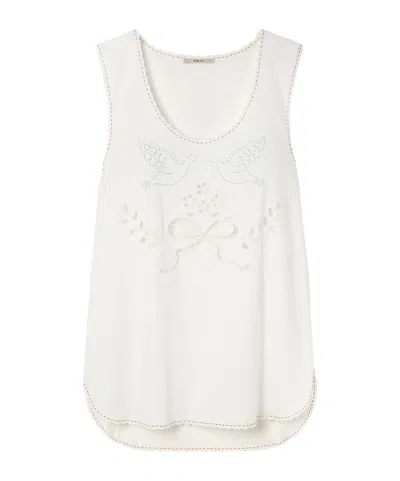 Vita Kin Skye Embroidered Broderie Anglaise Cotton Tank In White