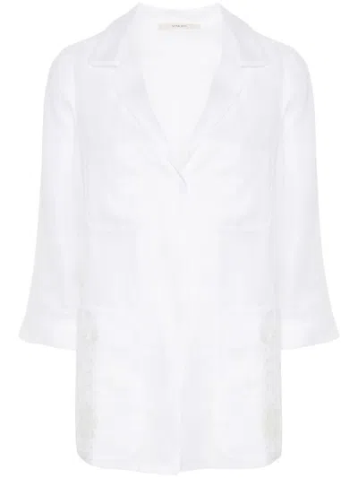 Vita Kin White Floral-embroidered Linen Blazer