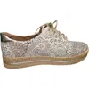 Vital Arch Women's Floral Sneakers In Cream With Gold Print In Gray