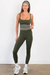 Vitality Cloud Ii Accent High Waisted Legging In Olive Stripe, Women's At Urban Outfitters In Green