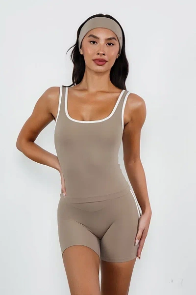 Vitality Cloud Ii Bay Tank Top In Cashew Contrast, Women's At Urban Outfitters In Brown