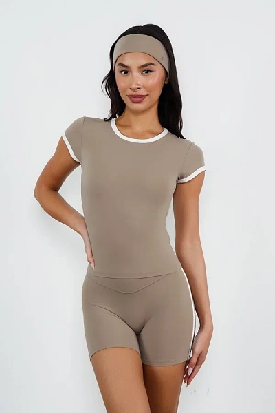 Vitality Cloud Ii Bra Tee In Cashew Contrast, Women's At Urban Outfitters In Gray