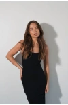 Vitality Cloud Ii Rib Basic Midi Dress In Black
