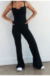 Vitality Cloud Ii Rib Wide Leg Trouser In Black