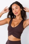 Vitality Daydream Gather Longline Bra In Burgundy