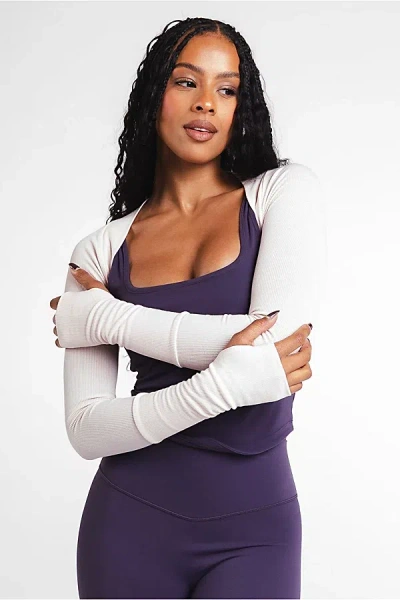 Vitality Easy Rib Shrug In Pearl, Women's At Urban Outfitters