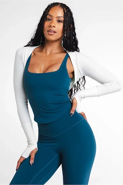 Vitality Easy Rib Shrug In Pistachio, Women's At Urban Outfitters In Blue