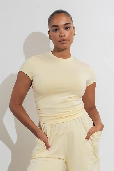 Vitality Essence Ruched Tee In Butter, Women's At Urban Outfitters In Yellow