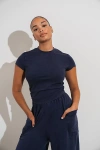 Vitality Essence Ruched Tee In Oxford, Women's At Urban Outfitters In Blue
