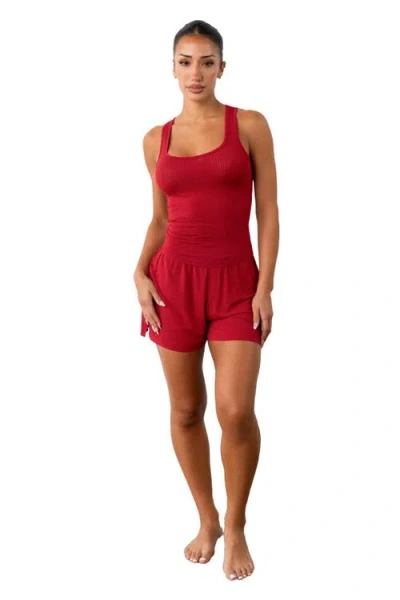 Vitality Float Rib Boxer Pant In Red