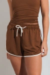 Vitality Motive Dolphin Short In Toffee Contrast, Women's At Urban Outfitters In Brown