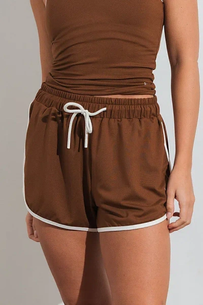 Vitality Motive Dolphin Short In Toffee Contrast, Women's At Urban Outfitters In Brown