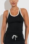 Vitality Motive Racer Tank Top In Midnight Contrast, Women's At Urban Outfitters In Black