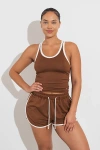 Vitality Motive Racer Tank Top In Toffee Contrast, Women's At Urban Outfitters In Brown