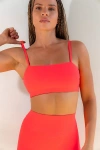 Vitality Pulse Bandeau Bra In Neon Coral, Women's At Urban Outfitters In Red