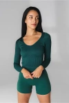 Vitality Synergy V Long Sleeve Top In Evergreen, Women's At Urban Outfitters In Green