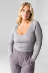 Vitality Synergy V Long Sleeve Top In Slate, Women's At Urban Outfitters In Gray