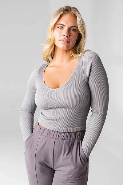 Vitality Synergy V Long Sleeve Top In Slate, Women's At Urban Outfitters In Gray