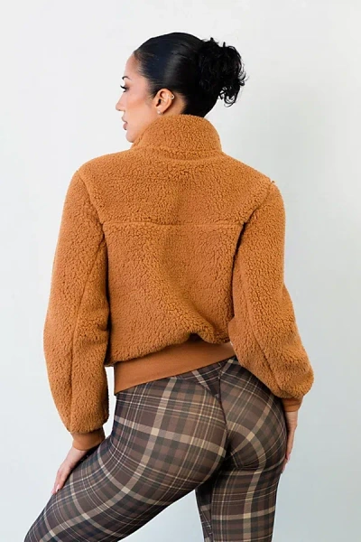Vitality Teddy Bomber Jacket In Caramel, Women's At Urban Outfitters In Brown