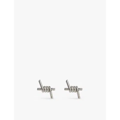 Vitaly Mens Stainless Steal Thorn Recycled-stainless Steel Earrings