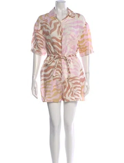 Pre-owned Vitamin A Animal Print Romper In Pink