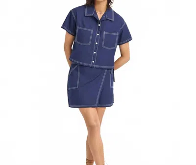 Vitamin A Ashley Cropped Shirt In Midnight In Blue