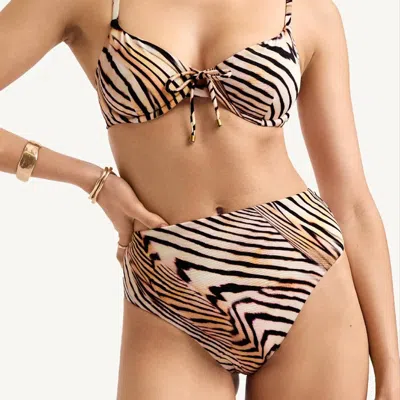 Vitamin A Barcelona High Waist Bikini Bottom In Shell Stripe In Multi