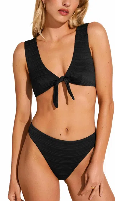Vitamin A Cali High Leg Bottom In Black Seersucker Stripe