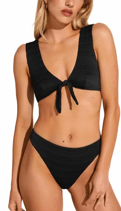 Vitamin A Cali High Leg Bottom In Black-seersucker-stripe