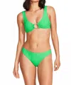 Vitamin A Cali High Leg Full Bikini Bottom In Spearmint Superrib In Green