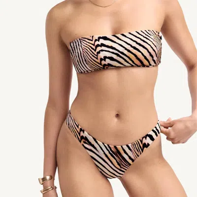 Vitamin A California High Leg Bikini Bottom In Shell Stripe In Multi